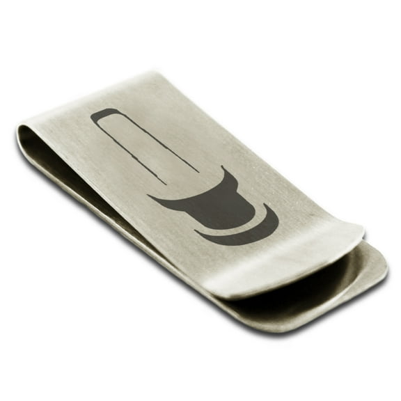 Tioneer Stainless Steel Letter I Initial 3D Monogram Engraved Engraved Money Clip Credit Card Holder