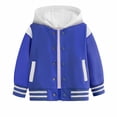 thumbnail image 2 of Boys Varsity Bomber Jacket Girls Baseball Collar Jackets Color Block Drop Shoulder Sweatshirt Lightweight Uniform Preppy Coat, 2 of 4