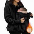 thumbnail image 4 of Cdudpw Maternity Coat Winter Cozy Carrier Mom Coats Sherpa Jacket 3-In-1 Sherpa Fleece Jacket,Zipper Maternity and Kangaroo Carrier Coat Clothes(S356-Black), 4 of 7
