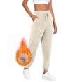 thumbnail image 5 of Gibobby Pantalones deportivos para mujer Pantalones de chándal de lana para mujer, pantalones de algodón exteriores gruesos de otoño e invierno, mallas de lana Polar(Beige,M), 5 of 5