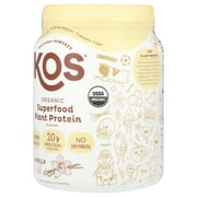 KOS Vegan Protein Powder Erythritol Free, Vanilla - USDA Organic Pea Protein Blend, Plant Based Superfood Rich in Vitamins & Minerals - Keto, Dairy Free - Meal Replacement for Women & Men, 15 Servings