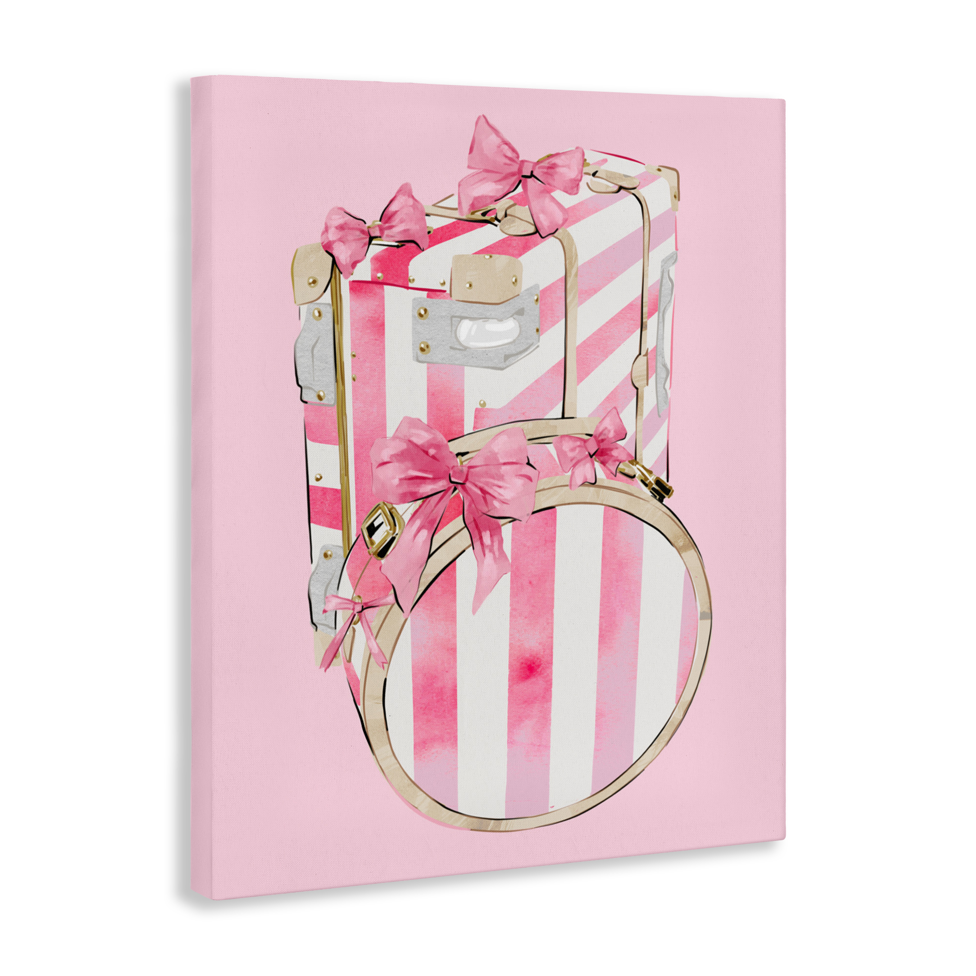 Pastel Stripe Luggage Canvas Wall Art, design by Ziwei Li