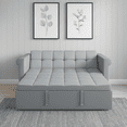 thumbnail image 3 of 2-SEATER CONVERTIBLE VELVET LOVESEAT SOFA BED – GRAY PULL-OUT SLEEPER COUCH WITH SIDE POCKET, COMPACT DESIGN FOR SMALL SPACES, APARTMENT, GUEST ROOM, 3 of 5