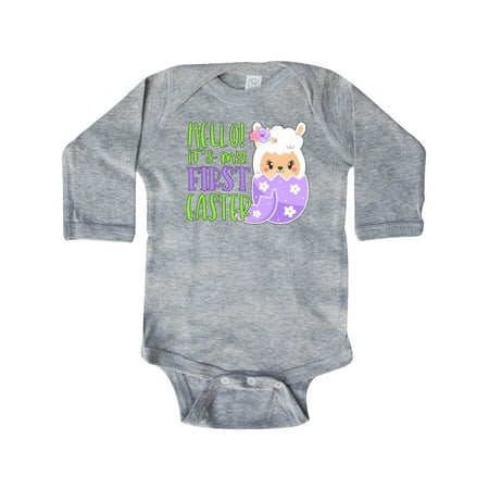 

Inktastic Hello! It s My 1st Easter Llama in Easter Egg Gift Baby Boy or Baby Girl Long Sleeve Bodysuit
