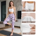 thumbnail image 7 of SCRAWLGOD Butterfly Violet Women's Cozy Capri Leggings with Pockets High Waist Tummy Control Crop Leggings Slim Breathable 3/4 Breathable Athletic Yoga Pants, XS, 7 of 7
