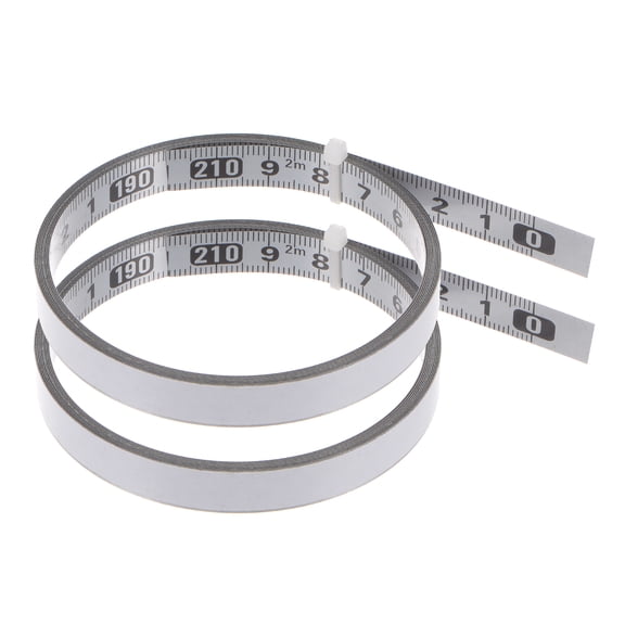2 Pack Adhesive Backed Tape Measure 200cm Metric Right to Left Read Measuring Tape Steel Sticky Ruler, Silver Tone