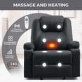 thumbnail image 3 of JMYMRY Recliner Chair with Heat and Massage, PU Leather, Adjustable Angle, Cup Holder, Side Pocket and USB Charge Port for Living Room, Black, 3 of 9