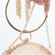 thumbnail image 4 of Bolso de hombro con bola de metal hueca para mujer, tipo jaula, redondo, para noche, boda, fiesta (dorado, incluye pulsera)., 4 of 5