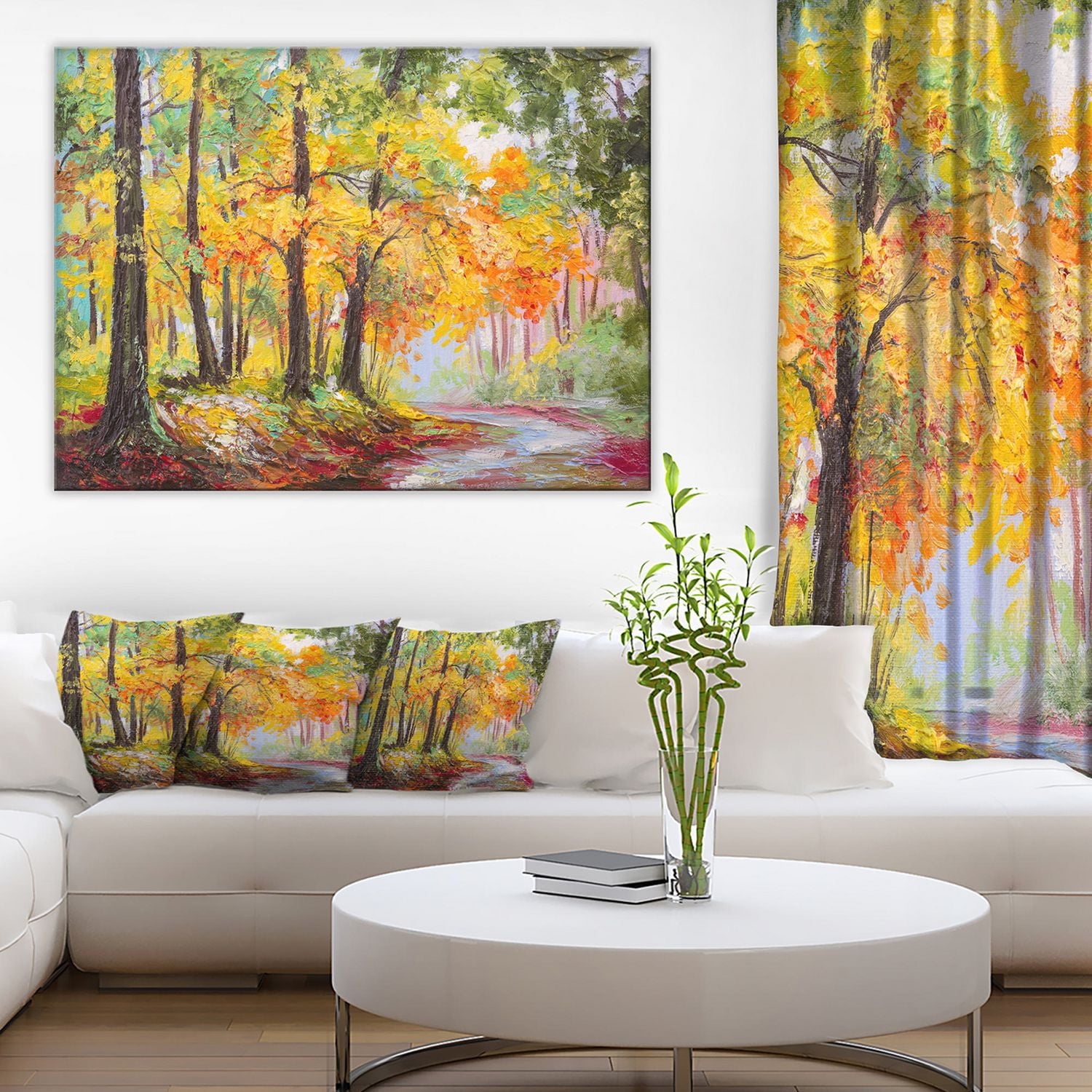 Design Art Colorful Autumn Forest Canvas Print