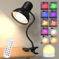 thumbnail image 2 of PYAN-Clip-on Reading Lamp Rechargeable Cordless Desk Lamp with Clamp, 15 Colors RGB Dimmable Clip Night Light Battery Operated for Bedside College Dorm Room Nursery Camping, Multicolor LEDs, 2 of 4