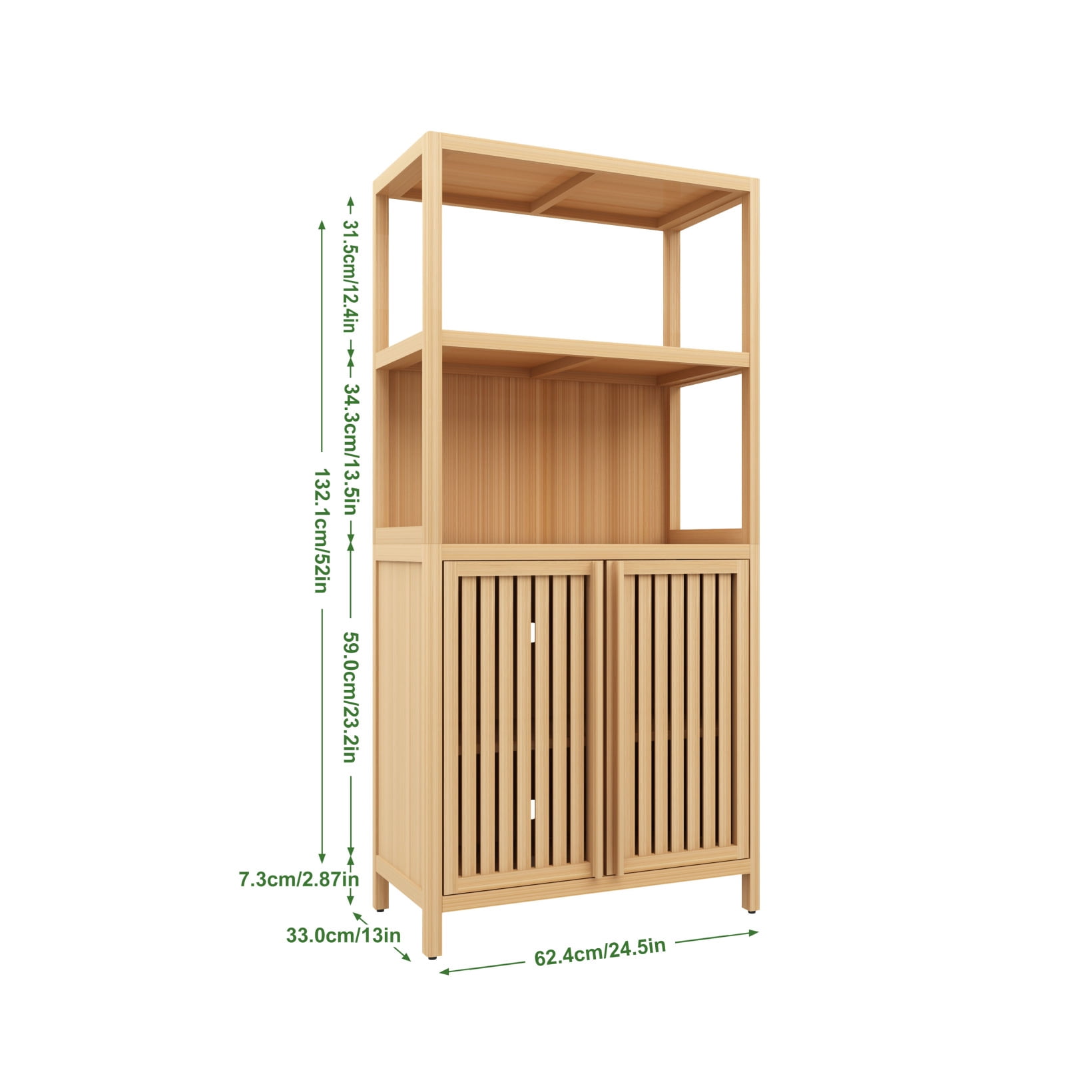 Bamboo Storage Cabinet with 2 Doors, Freestanding Bathroom Organizer for Towels and Toiletries, Space-Saving Floor Cabinet for Living Room, Kitchen, Entryway