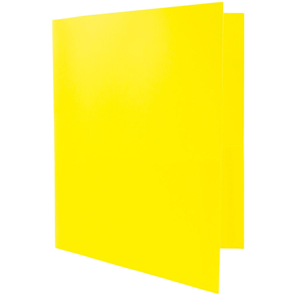 JAM Paper Plastic 2 Pocket POP Folders, School Folders, Yellow, Bulk 144/Box