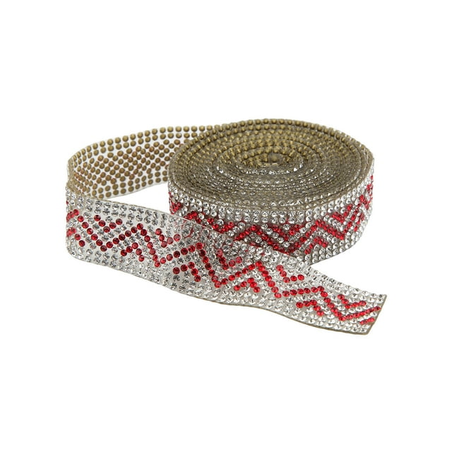 2 Yards Rhinestone Chain, 2cm Width Shiny Gloss Color Texture Ribbon for Wedding Party, for Clothing Decoration, DIY Crafts, and Boxes