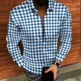 thumbnail image 4 of WAENQINLA Plaid Shirt Men Button Up Regular Fit Tops Long Sleeve Dressy Casual Golf Tees Winter Work Jackets Blue XL, 4 of 8