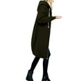 thumbnail image 2 of Green Solid Color Jackets, Polyester Women's Plus Size Jackets, Warm Zipper Long Open Sweatshirt Outwear Jacket Hoodies Coat Women Tops Women's Coat, XXL, 2 of 6