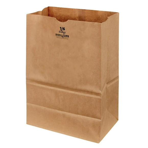 Duro Heavy Duty Kraft Brown Paper Barrel Sack Bag, 57# Basis Weight, 12 x 7 x 17, (100 Ct/Pack)