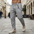 thumbnail image 2 of LIaqionyy Men's Pants Lightweight Drawstring Elastic Waist Straight Leg Casual Fashion Trousers with Pockets, 2 of 8