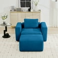 thumbnail image 2 of JUSTLET Modern Single Sofa with Ottoman, Plush Corduroy Accent Chair, Modular Living Room Furniture Set, Blue, 2 of 6