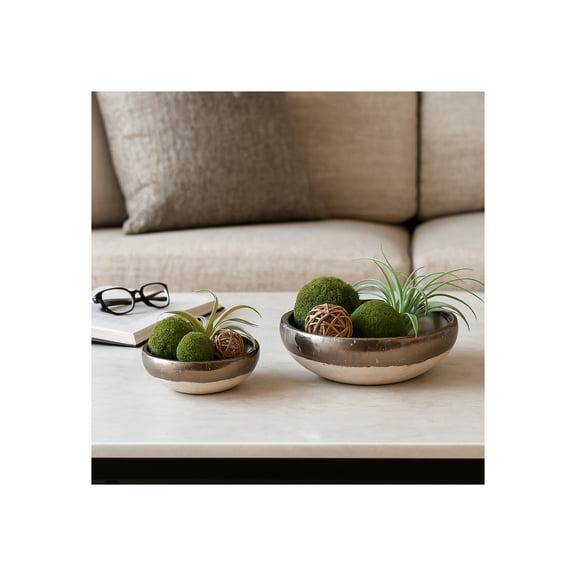 Modern Rim Decorative Bowl for Coffee Table - Decorative Centerpiece Table Decorations and Entryway for Home Decor Accents - Kitchen Counter Decor, Key, or Candy Bowl - Set of 2, 5", Green & Brown