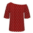 thumbnail image 3 of Posijego Womens Summer Tops Short Sleeve Shirt Polka Dot Printed Round Neck Casual Blouses Loose Soft Tunic Shirts, 3 of 6