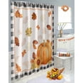thumbnail image 5 of Fall Thanksgiving Shower Curtain Set ，Waterproof Fabric Shower Curtains Pumpkin Maple Leaf Black Trellis Shower Curtains for Bathroom,Bathroom Decor 72"x72", 5 of 7