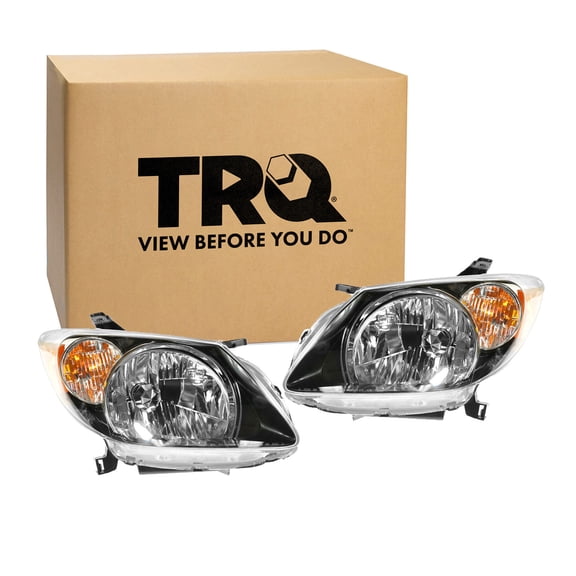 TRQ 2 Piece Headlight Assembly Set Driver & Passenger Side Fits 2003-2004 Pontiac Vibe GM2502238 GM2503238