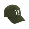 thumbnail image 2 of Daxton 3D Vintage Custom Number Low Profile Adjustable Baseball Dad Hat Cap, Olive White, 11, 2 of 3