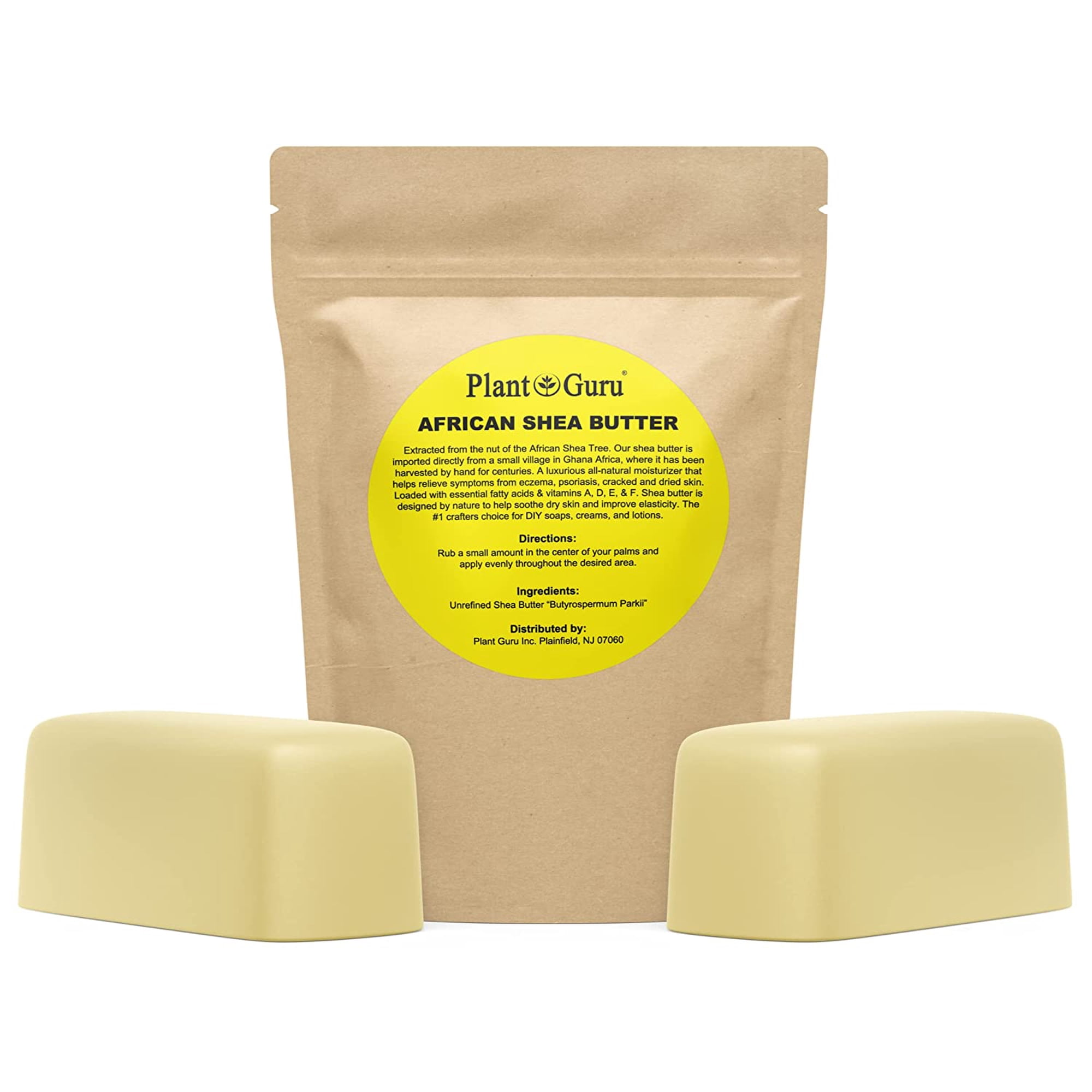 Raw African Shea Butter 2 lbs. Bar Unrefined 100% Pure Natural Ivory Imported From Ghana DIY Crafts, Body, Lotion, Cream, lip Balm, Soap Making, Eczema, Psoriasis And Aid Stretch Marks.