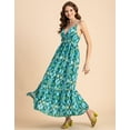 thumbnail image 2 of Moomaya Shoulder Straps V Neck Printed Rayon Dress - Women's Boho Maxi Dress, 2 of 9