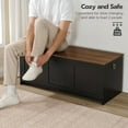 thumbnail image 3 of HOOBRO Storage Bench 39.3" Retro Wooden Storage Chest Toy Organizer with Lift Top Entryway Living Room Black and Walnut BH141CW01G1, 3 of 10