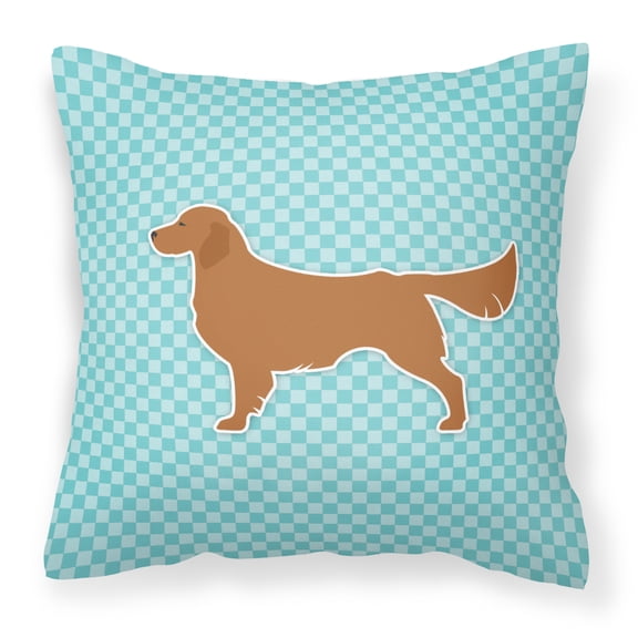 Carolines Treasures BB3704PW1414 Golden Retriever Checkerboard Blue Fabric Decorative Pillow