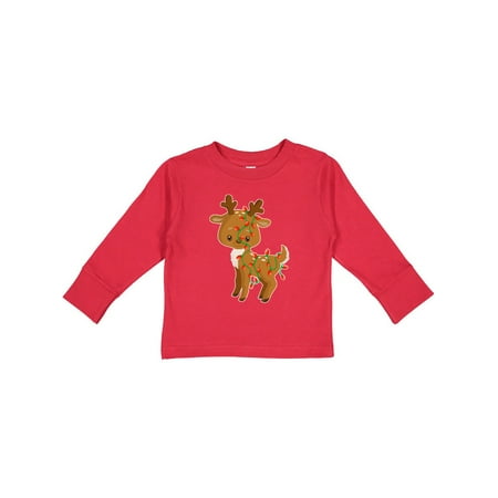 

Inktastic Cute Reindeer with Christmas Lights Gift Toddler Boy or Toddler Girl Long Sleeve T-Shirt