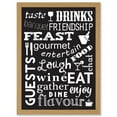thumbnail image 1 of Drink Food Feast Wine Kitchen Words Black Quote Artwork Framed Wall Art Print A4, 1 of 4