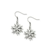 BLACK BOW JEWELRY COMPANY Stainless Steel Polished Snowflake Dangle Earrings