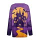 thumbnail image 5 of Blusa informal con cuello en V, botones y manga larga con estampado de murciélago de Halloween para mujer, 5 of 5