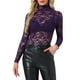 thumbnail image 1 of INSPIRAR CHIC Blusa de Encaje Floral Transparente de Manga Larga con Cuello Alto para Mujeres S Púrpura Oscuro, 1 of 6