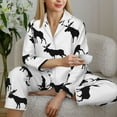 thumbnail image 6 of Pajama Sets for Women 2 Pcs, cool black Moose Elk white Button Down Long Sleeve Sleepwear Lounge PJ Sets, 6 of 6
