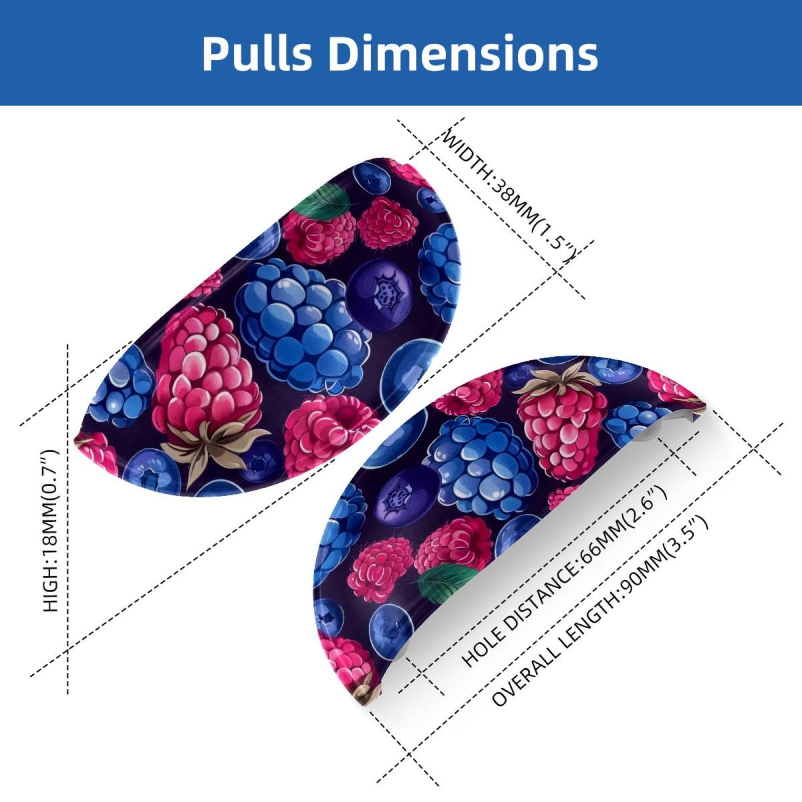 PhooArto 6 Pcs Cup Drawer Pulls, Blue Blueberry Red Raspberry Shell Shape Handles Cabinet Knobs for Dresser Cupboard Closet Wardrobe with Screws