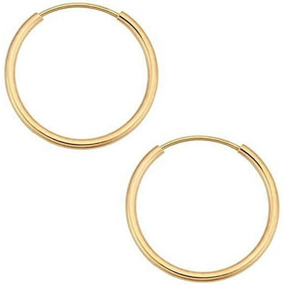 JewelMore 14kt Yellow Gold Endless Hoop Earrings 10mm to 25mm