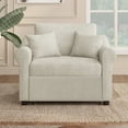 thumbnail image 3 of Noble House Chenille Convertible Sleeper Chair with Adjustable Backrest,Beige, 3 of 10