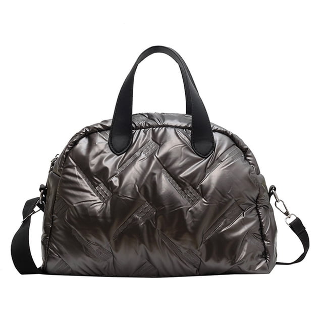 Bolso de mano acolchado para mujer bolso informal con asa superior bolso de compras de invierno ajustable con correa