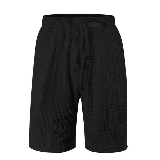 Pantalones de Cintura Elástica para Hombre Nuevo Estilo Color Sólido Pantalones Cortos de Moda Casual con Bolsillos Y Cintura de Encaje, Algodón Verano