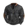 thumbnail image 2 of Men's Ethnic Print Quarter-Zip Pullover Sweatshirt, Retro American Style Crewneck Hoodie, Casual Long Sleeve Versatile Fall Spring Daily Top,Black,L, 2 of 4