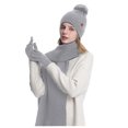 thumbnail image 1 of All Solid Color Knitted Scarf Hat Gloves Set Winter Warm Soft Comfortable Unisex Accessories Three Piece Outfit, 1 of 3
