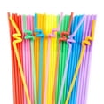 thumbnail image 7 of 100 PCS Colorful Flexible Plastic Straws - Long Bendable Straw Disposable Drinking Straws Bulk Party Straw for Juice 10.2"Long X 0.24"Diameter, 7 of 7