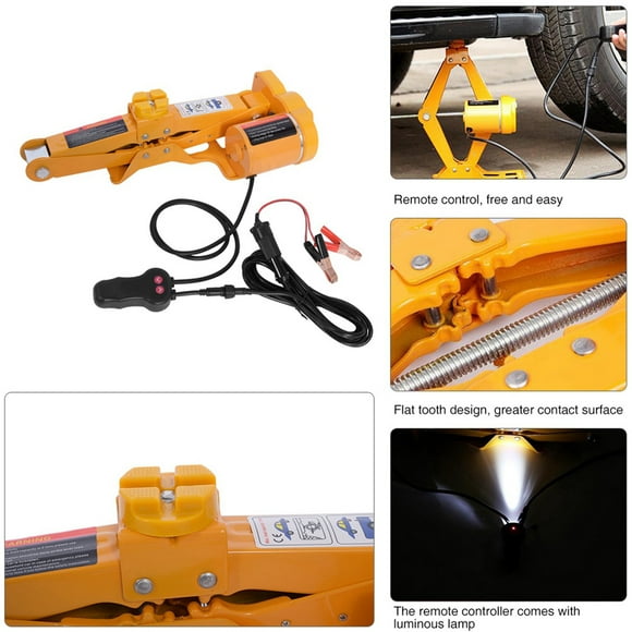 2 Ton 12V DC Automotive Car Electric Jack, Compact Jack Equipment for Tire Change and Repair with Long Enough Line, Controller, Crank Handle, Battery Clamps, Wires and Fuses