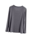thumbnail image 4 of BZGTZT Women's Soft Comfy Pajama Tops Scoop Neck Long Sleeve Sleep Tee Shirt Solid Color Ladies Lounge Tops, 4 of 5