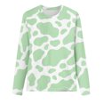 thumbnail image 4 of Pompotops Chemises pour Femmes Col Rond à Manches Longues Tops Imprimés Régulier Chemisier Clair, 4 of 5