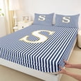 thumbnail image 4 of Erosebridal Kids Cartoon Monogrammed S Full Size Sheets, Navy Stripes Ombre Bed Sheets, 4-Piece, 4 of 5