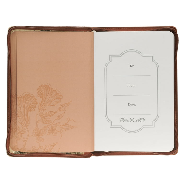 Christian Art Gifts Scripture Journal Brown Cream Floral Printed Amazing Grace 2 Cor. 12 9 Bible Verse Inspirational Faux Leather Notebook Zipper Closure 336 Ruled Pages Ribbon Walmart